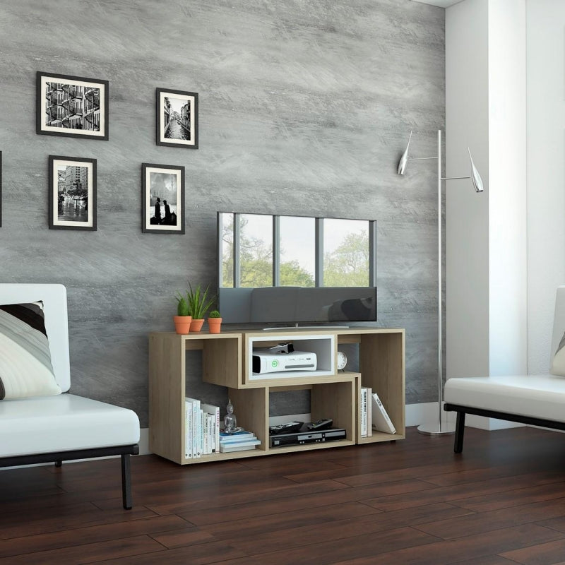 Rack Extensible Beijing, Rovere y Blanco, con capacidad para televisor de 40 pulgadas - vista 2