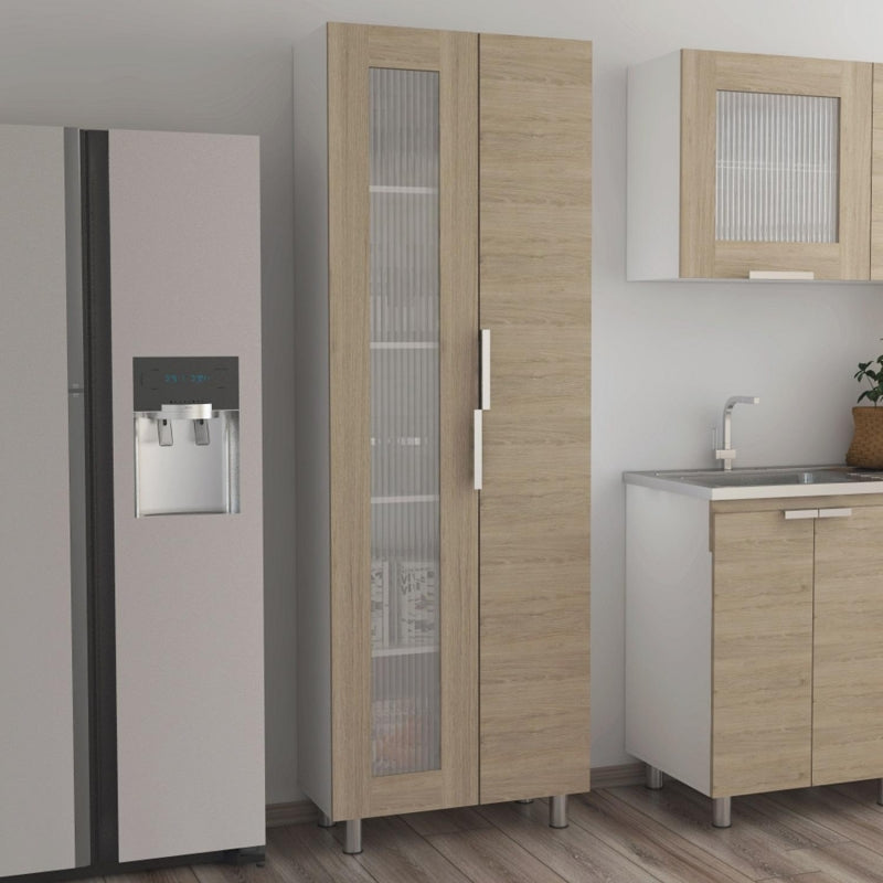 Mueble Alacena Fendi, Rovere y Blanco, de dos puertas batientes y varios entrepaños - vista 7
