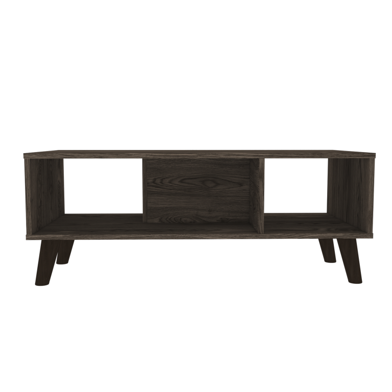 Mesa de Centro Cincinatti Z,100, Coñac, con varios entrepaños y patas de madera - vista 5