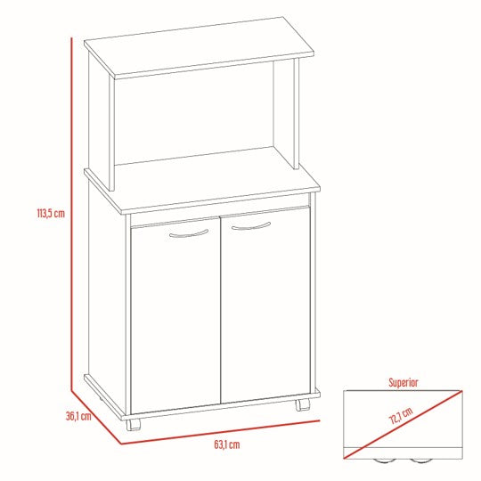 Mueble de Cocina Kitchen, Blanco y Rovere, con dos puertas batientes y espacio para horno microondas - vista 8