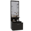 Velador Multifuncional Z,54, Wengue Negro, con cajón de amplio espacio y espejo incorporado - vista 1