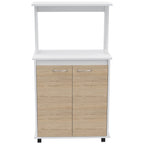 Mueble de Cocina Kitchen, Blanco y Rovere, con dos puertas batientes y espacio para horno microondas - vista 6