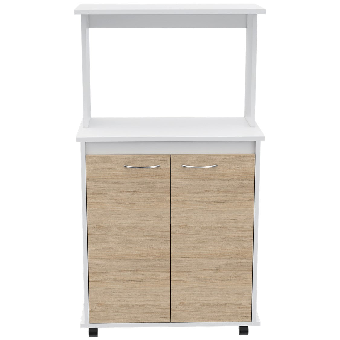 Mueble de Cocina Kitchen, Blanco y Rovere, con dos puertas batientes y espacio para horno microondas - vista 6