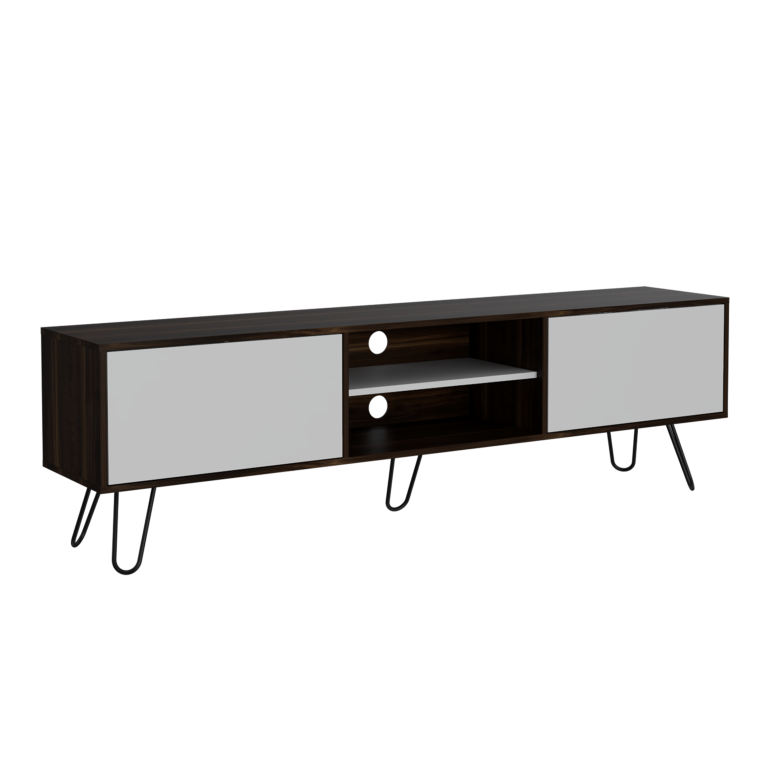 Rack Vassel, Habano y Blanco, para televisor de 80 pulgadas - vista 3