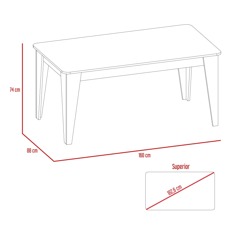 Mesa de Comedor Torino,, Habano, diseño moderno y para cuatro puestos 160 - vista 6