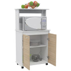 Mueble de Cocina Kitchen, Blanco y Rovere, con dos puertas batientes y espacio para horno microondas - vista 3