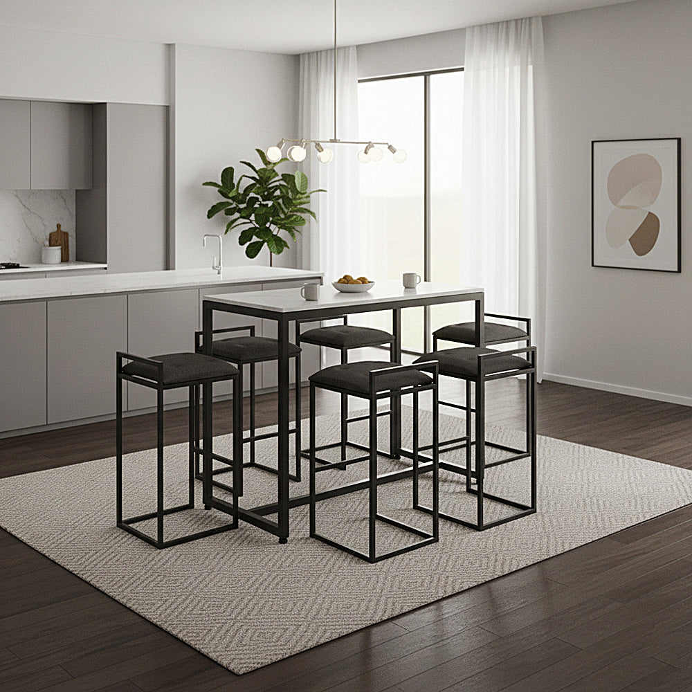 Comedor Barcelona Cuarzo 6 Personas + 6 Sillas Gris