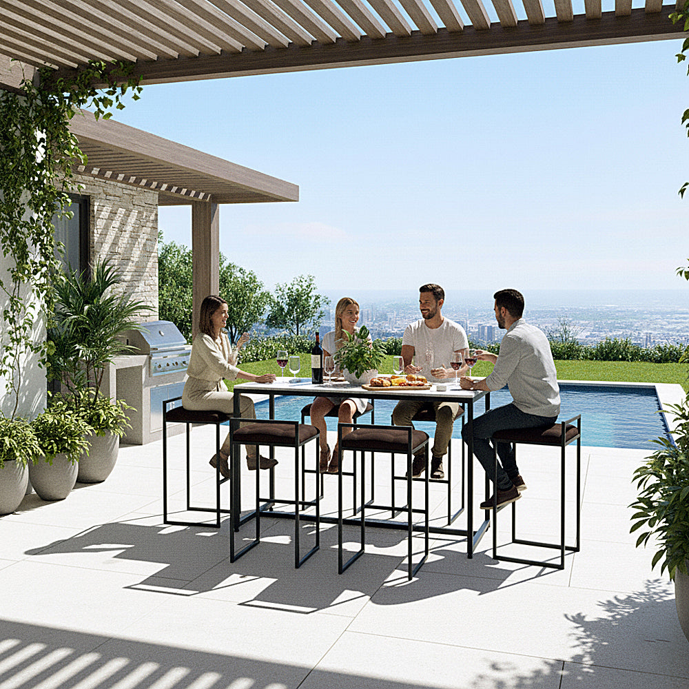 Comedor Barcelona Cuarzo 6 Personas + 6 Sillas Chocolate