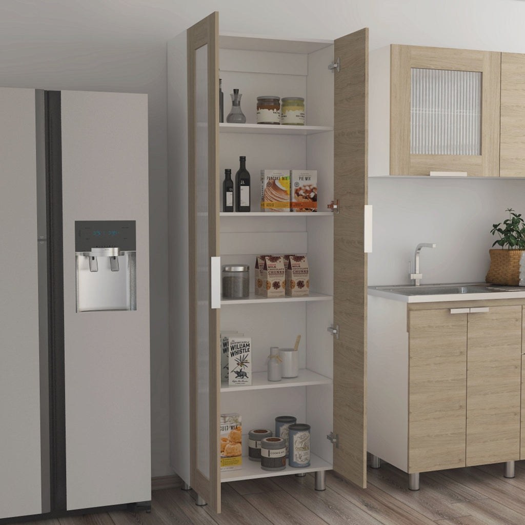 Mueble Alacena Fendi, Rovere y Blanco, de dos puertas batientes y varios entrepaños - vista 6