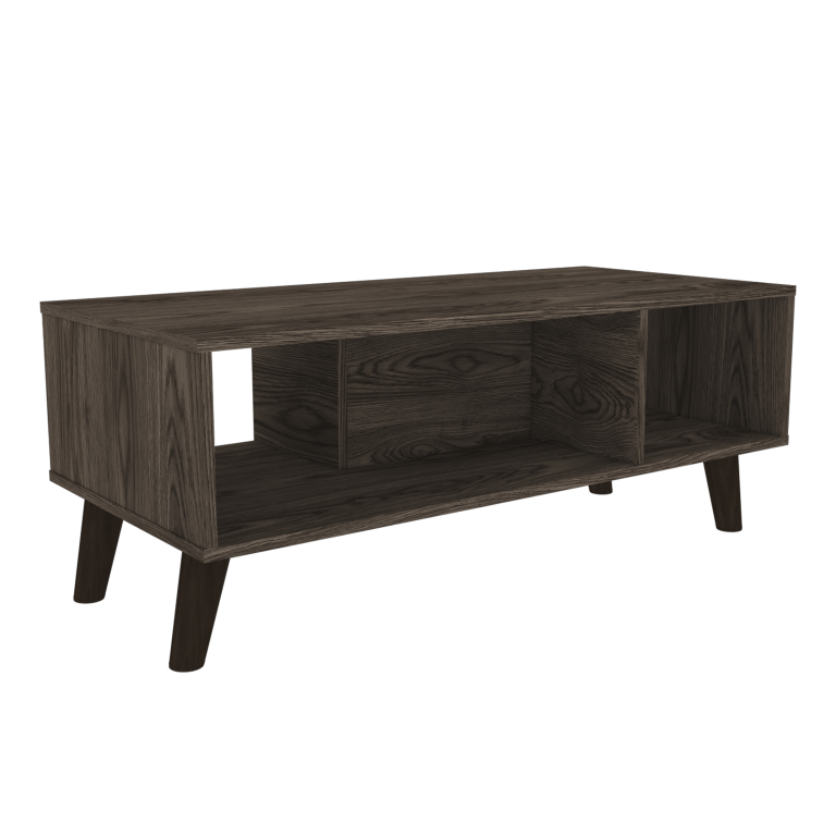 Mesa de Centro Cincinatti Z,100, Coñac, con varios entrepaños y patas de madera - vista 3