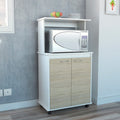 Mueble de Cocina Kitchen, Blanco y Rovere, con dos puertas batientes y espacio para horno microondas - vista 1
