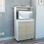 Mueble de Cocina Kitchen, Blanco y Rovere, con dos puertas batientes y espacio para horno microondas - vista 1