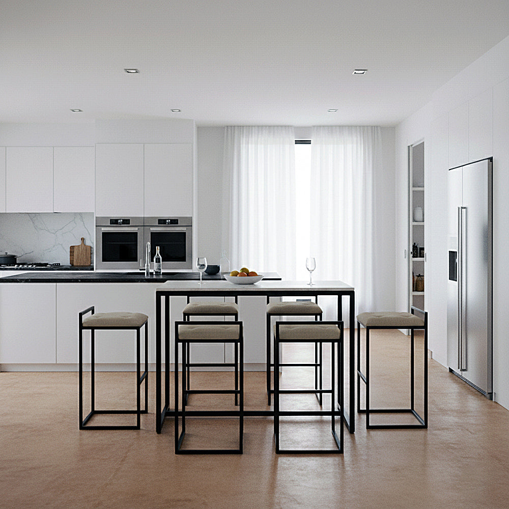 Comedor Barcelona Cuarzo 6 Personas + 6 Sillas Beige