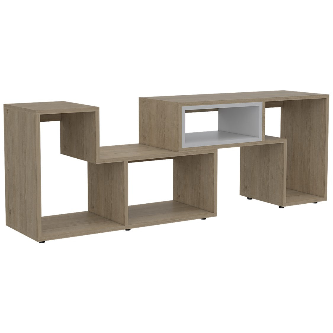 Rack Extensible Beijing, Rovere y Blanco, con capacidad para televisor de 40 pulgadas - vista 3