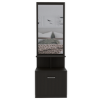 Velador Multifuncional Z,54, Wengue Negro, con cajón de amplio espacio y espejo incorporado - vista 6