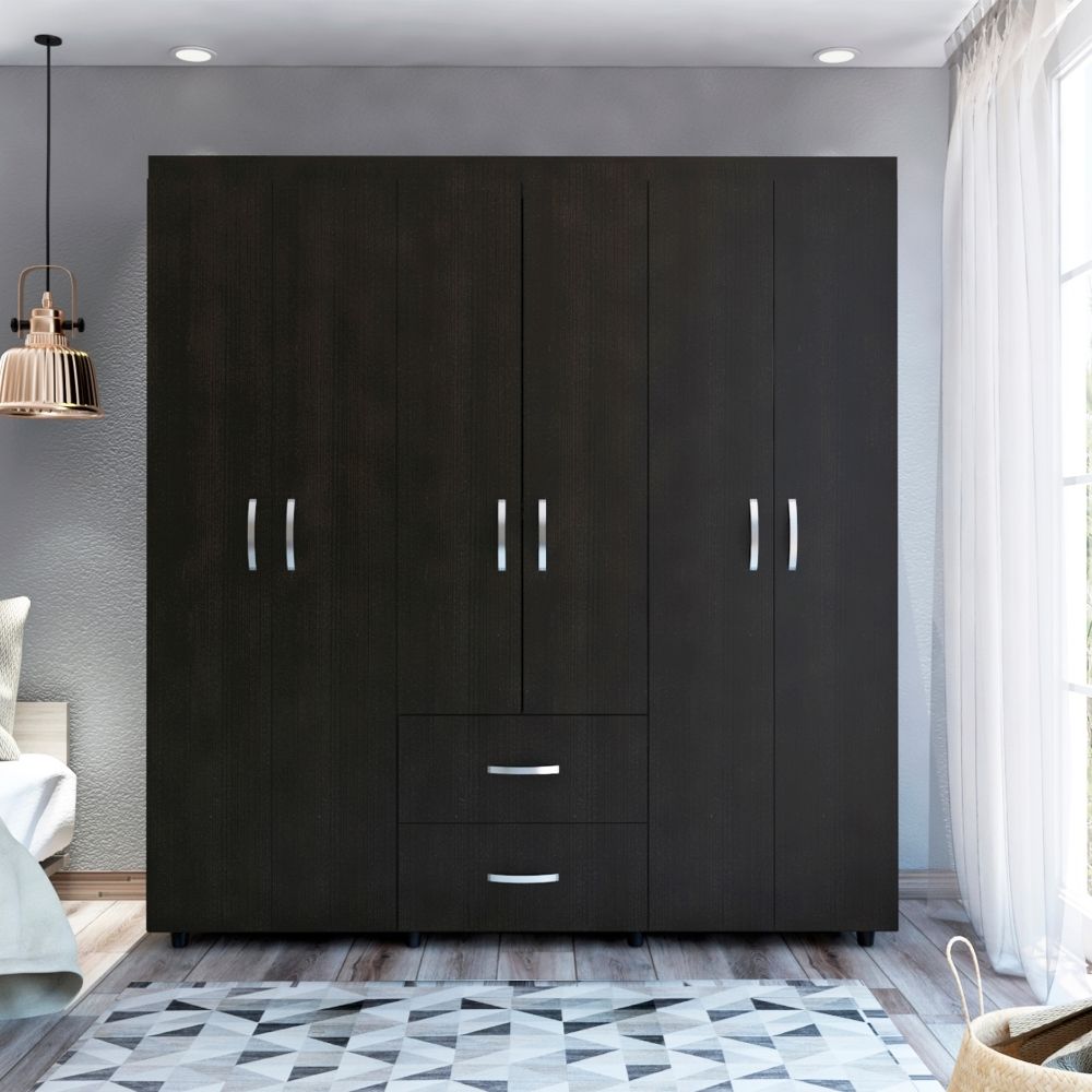 Closet Bariloche, Wengue Negro, seis puertas batientes y dos cajones deslizables - vista 2