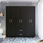 Closet Bariloche, Wengue Negro, seis puertas batientes y dos cajones deslizables - vista 2