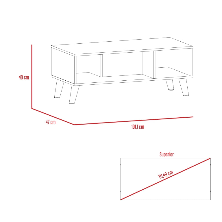 Mesa de Centro Cincinatti Z,100, Coñac, con varios entrepaños y patas de madera - vista 7