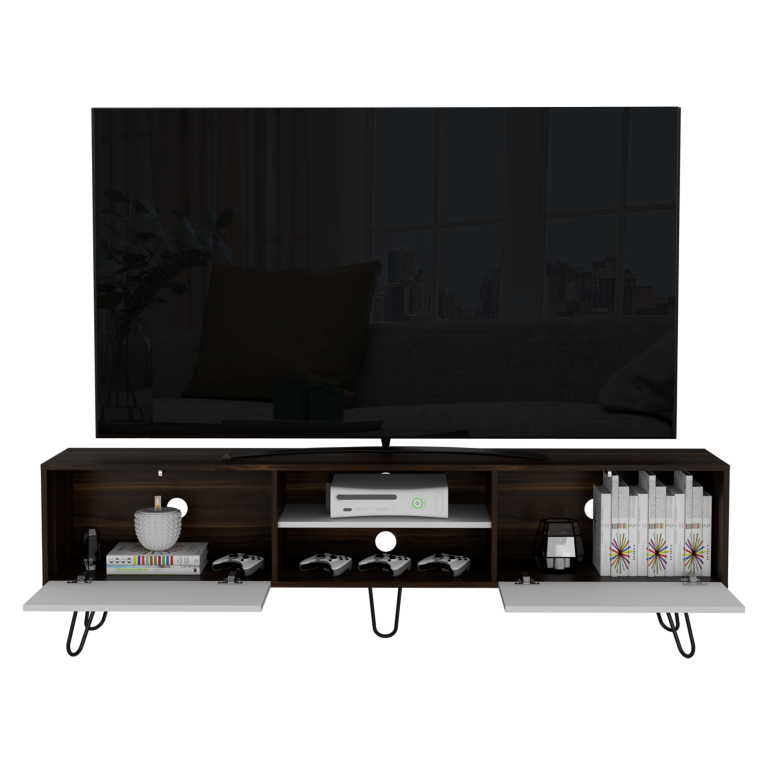 Rack Vassel, Habano y Blanco, para televisor de 80 pulgadas - vista 4