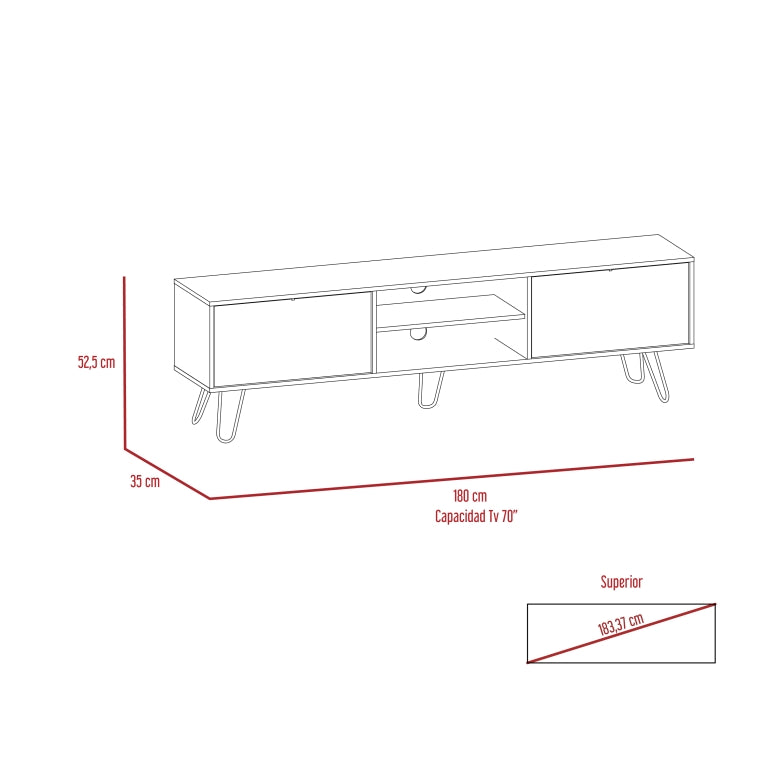 Rack Vassel, Habano y Blanco, para televisor de 80 pulgadas - vista 7