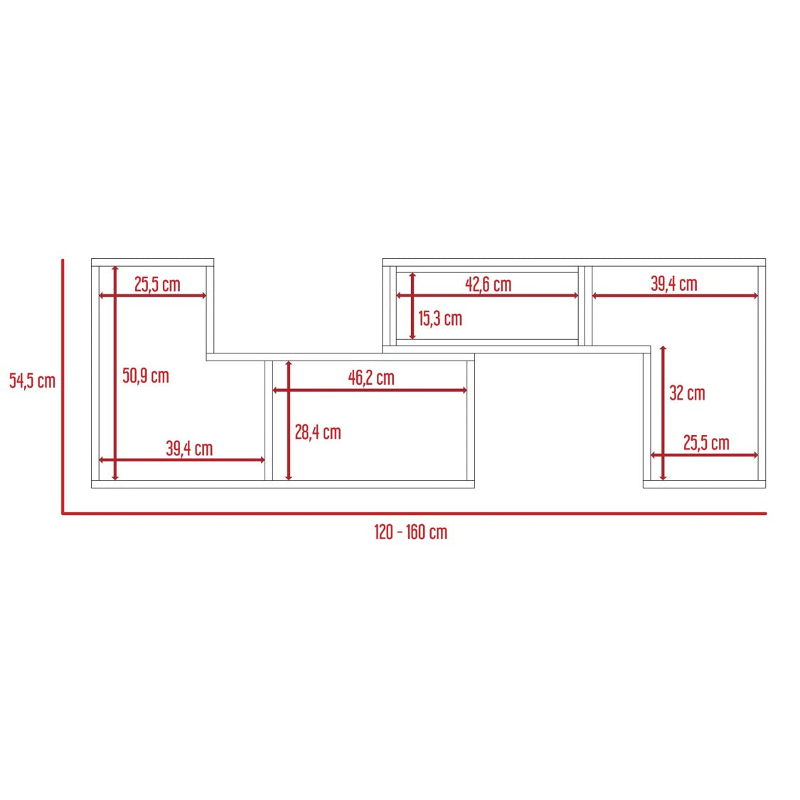 Rack Extensible Beijing, Rovere y Blanco, con capacidad para televisor de 40 pulgadas - vista 10