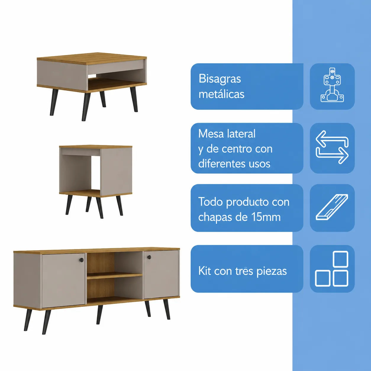 Combo Living Tokio + Sofá 2C Sicilia