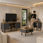 Mons Tokio Rack TV + Mesa de Centro + Mesa Lateral Grafito