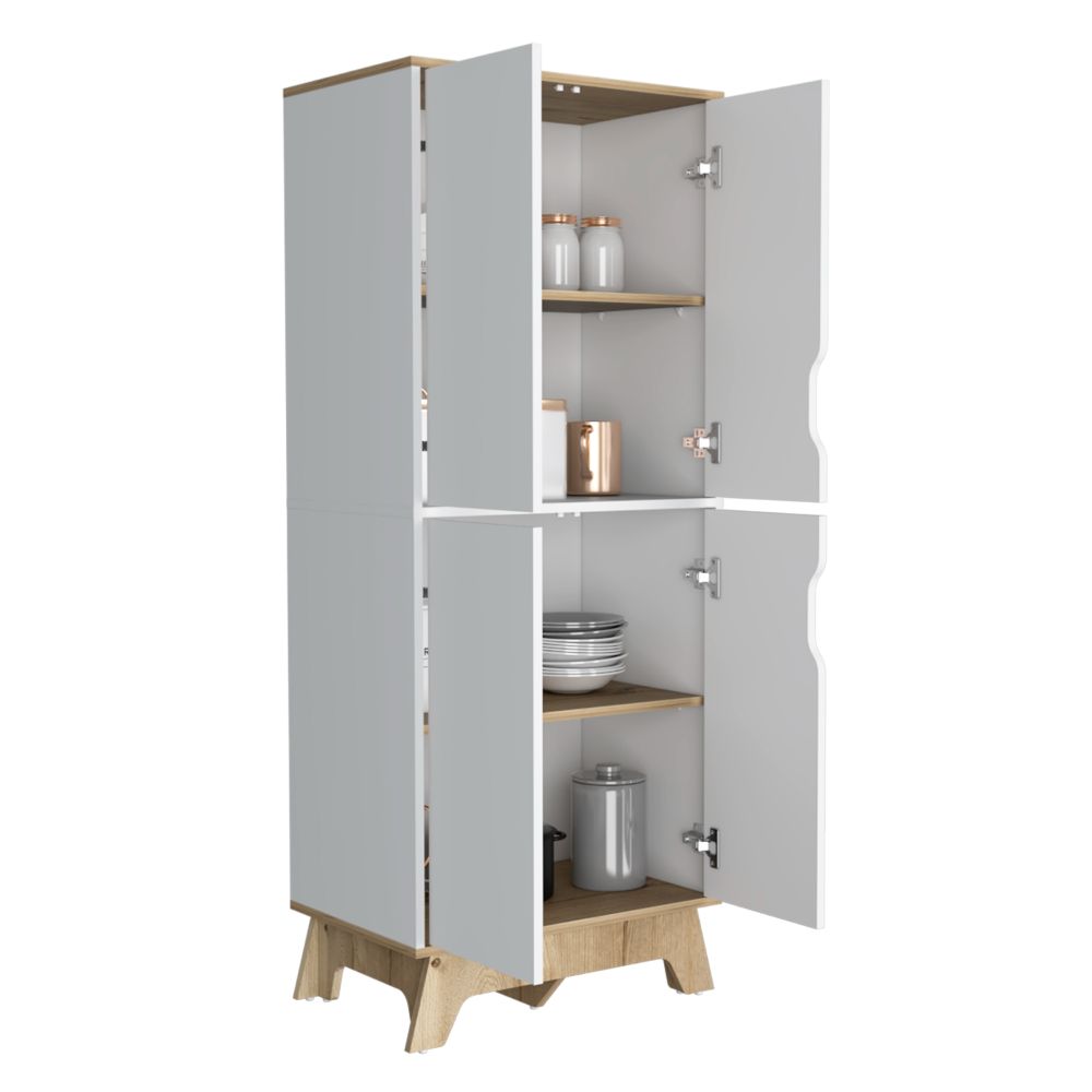 Alacena de Cocina BI,Color, Blanco y Duna, con dos puertas batientes y espacio para horno microondas - vista 1