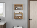 Mueble Auxiliar Muro Baño Eco, Blanco Duqueza y Fresno Europeo, con superficies para ubicar objetos - vista 3