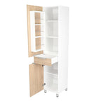 Alacena Alacena De Cocina Melia, Blanco y Rovere, con Una Puerta Abatible con Almacenamiento Extra y Patas de Acero - vista 6