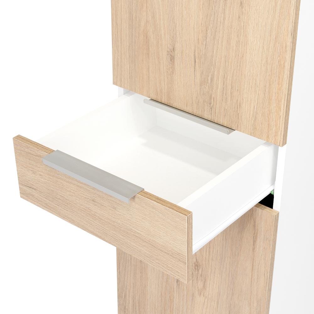 Alacena Alacena De Cocina Melia, Blanco y Rovere, con Una Puerta Abatible con Almacenamiento Extra y Patas de Acero - vista 4