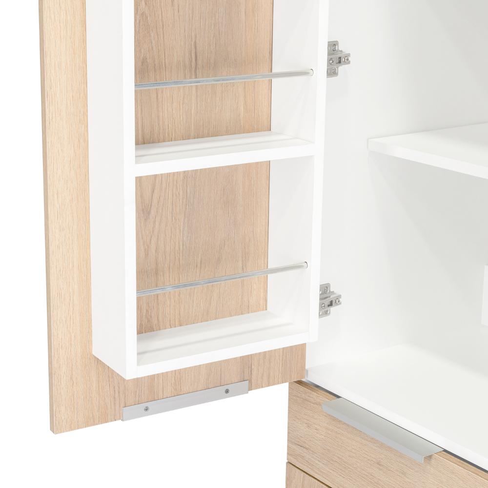 Alacena Alacena De Cocina Melia, Blanco y Rovere, con Una Puerta Abatible con Almacenamiento Extra y Patas de Acero - vista 3