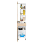 Alacena Alacena De Cocina Melia, Blanco y Rovere, con Una Puerta Abatible con Almacenamiento Extra y Patas de Acero - vista 7