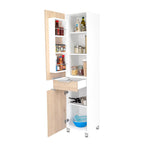 Alacena Alacena De Cocina Melia, Blanco y Rovere, con Una Puerta Abatible con Almacenamiento Extra y Patas de Acero - vista 2