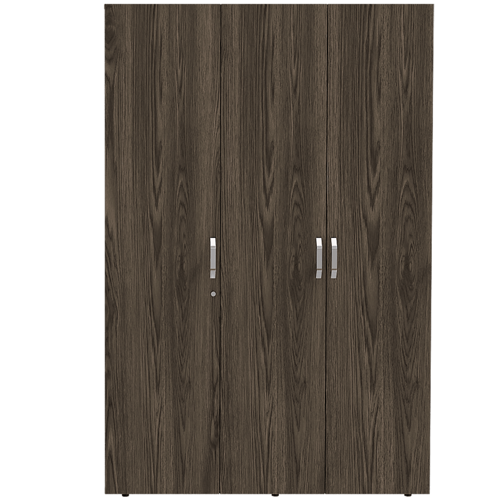 Closet Roko, Chocolate y Blanco, con Tres Puertas Abatibles con Cerradura y Variedad de Entrepaños - vista 5