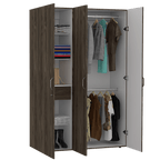Closet Roko, Chocolate y Blanco, con Tres Puertas Abatibles con Cerradura y Variedad de Entrepaños - vista 4