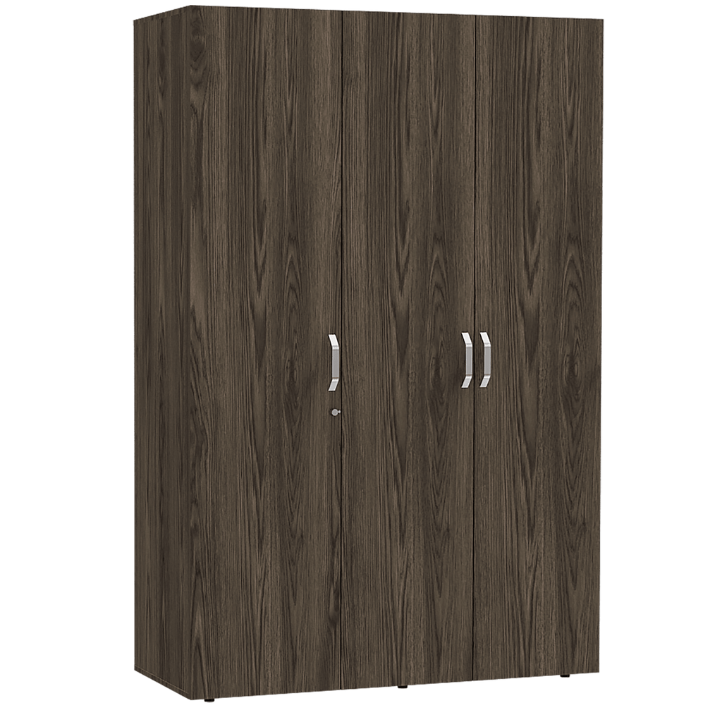 Closet Roko, Chocolate y Blanco, con Tres Puertas Abatibles con Cerradura y Variedad de Entrepaños - vista 3