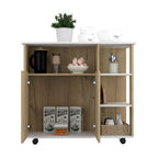 Mesón de Cocina Bicolor, Duna y Blanco, dos puertas batientes y variedad de entrepaños - vista 2