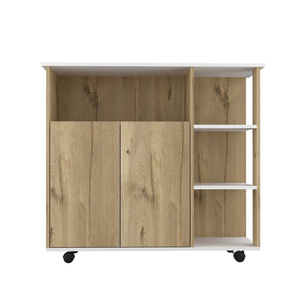 Mesón de Cocina Bicolor, Duna y Blanco, dos puertas batientes y variedad de entrepaños - vista 6
