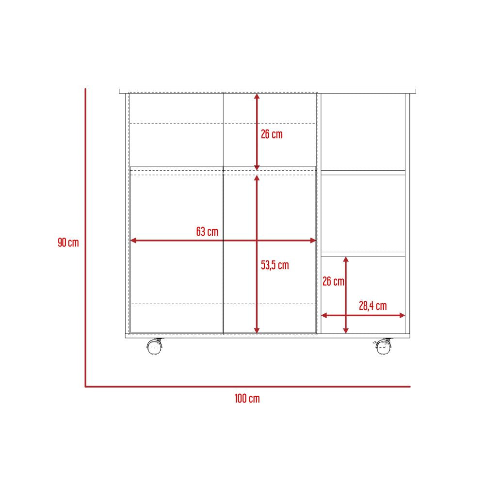 Mesón de Cocina Bicolor, Duna y Blanco, dos puertas batientes y variedad de entrepaños - vista 8
