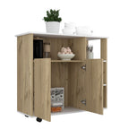 Mesón de Cocina Bicolor, Duna y Blanco, dos puertas batientes y variedad de entrepaños - vista 1