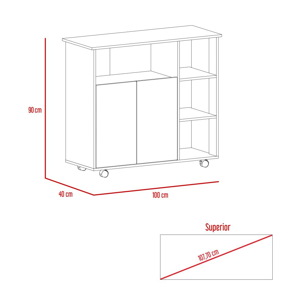 Mesón de Cocina Bicolor, Duna y Blanco, dos puertas batientes y variedad de entrepaños - vista 7
