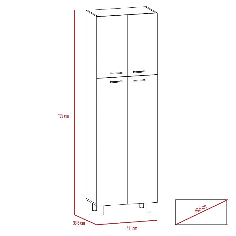 Mueble Alacena Rossi, con cuatro puertas batientes y variedad de entrepaños - vista 7