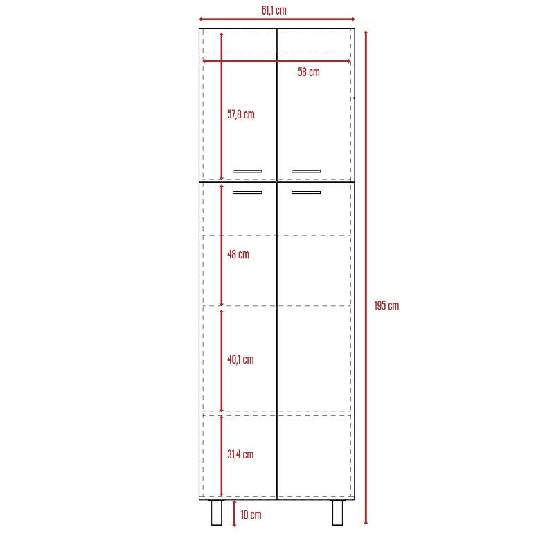 Mueble Alacena Rossi, con cuatro puertas batientes y variedad de entrepaños - vista 8