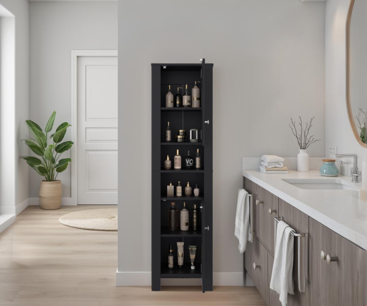 Estante Organizador Baño Vanessa Dos Puertas, Wengue - vista 2
