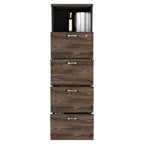 Archivador Home Office, Negro Soft y Coñac, con cuatro amplios cajones deslizables y una repisa para colocar objetos - vista 2
