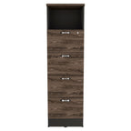 Archivador Home Office, Negro Soft y Coñac, con cuatro amplios cajones deslizables y una repisa para colocar objetos - vista 6