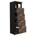 Archivador Home Office, Negro Soft y Coñac, con cuatro amplios cajones deslizables y una repisa para colocar objetos - vista 1