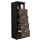 Archivador Home Office, Negro Soft y Coñac, con cuatro amplios cajones deslizables y una repisa para colocar objetos - vista 1