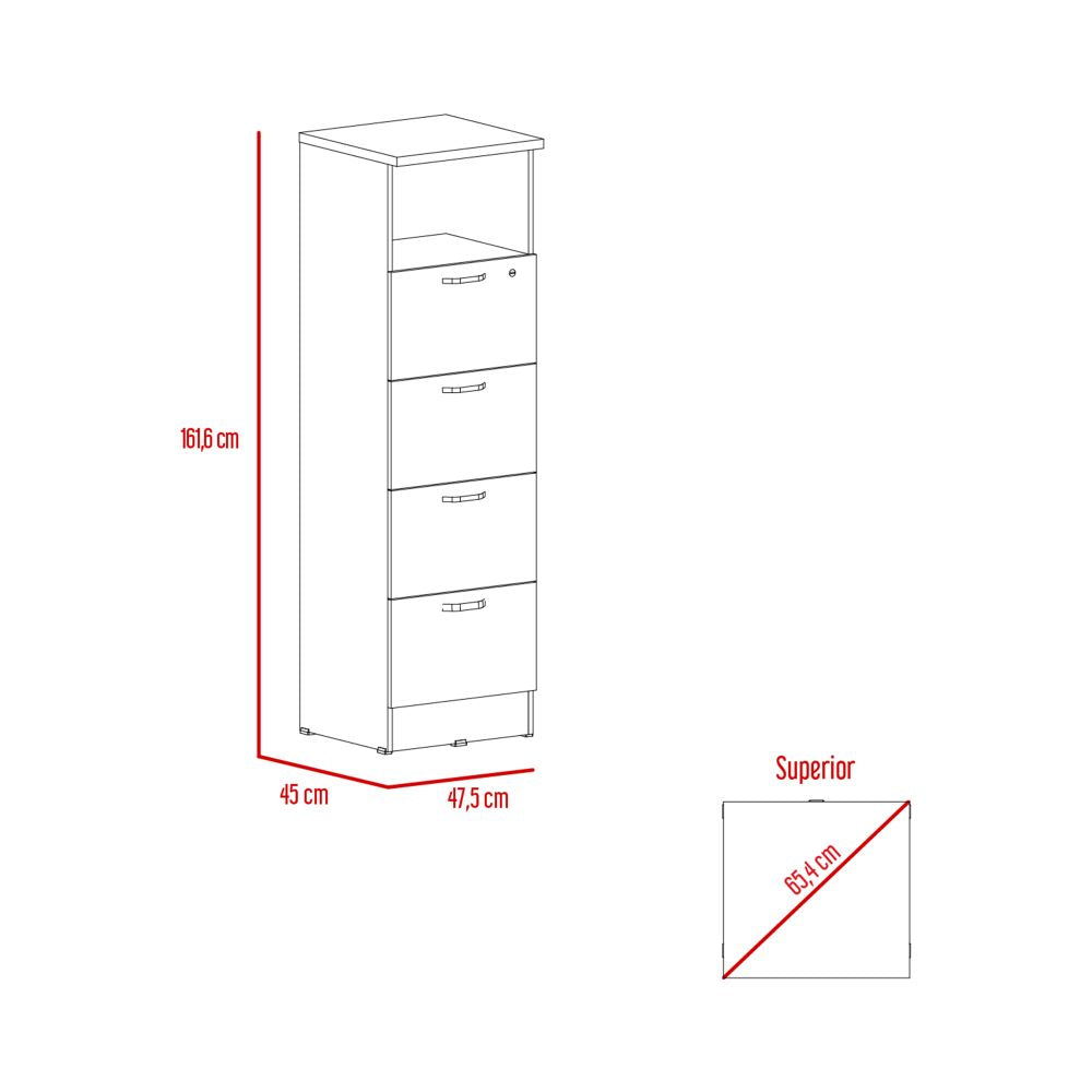 Archivador Home Office, Negro Soft y Coñac, con cuatro amplios cajones deslizables y una repisa para colocar objetos - vista 8